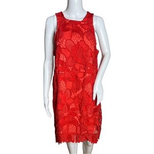 Lovers + Friends Caspian Shift Dress Red Lace Mini Dress‎ Sleeveless Racerback